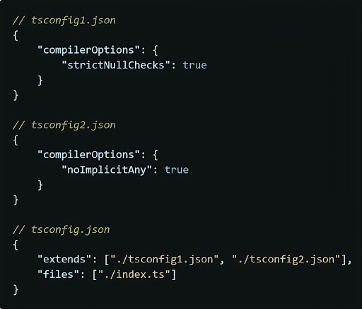 TypeScript 5 tsconfig.json multiple configuration files in extends